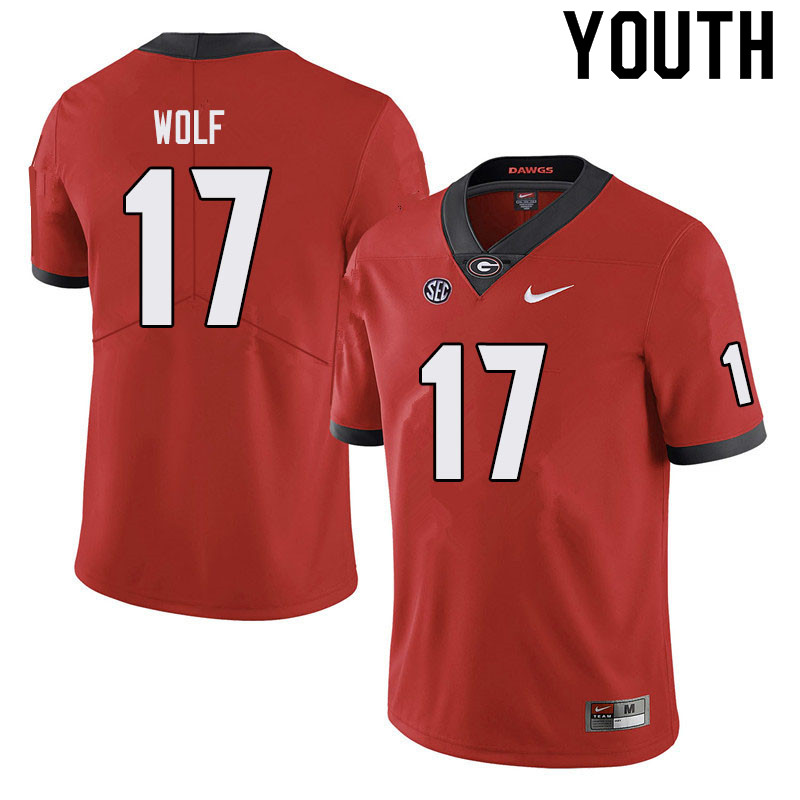 Georgia Bulldogs Youth Eli Wolf #17 Black Stitched College UGA Football Jersey 23AB015FH